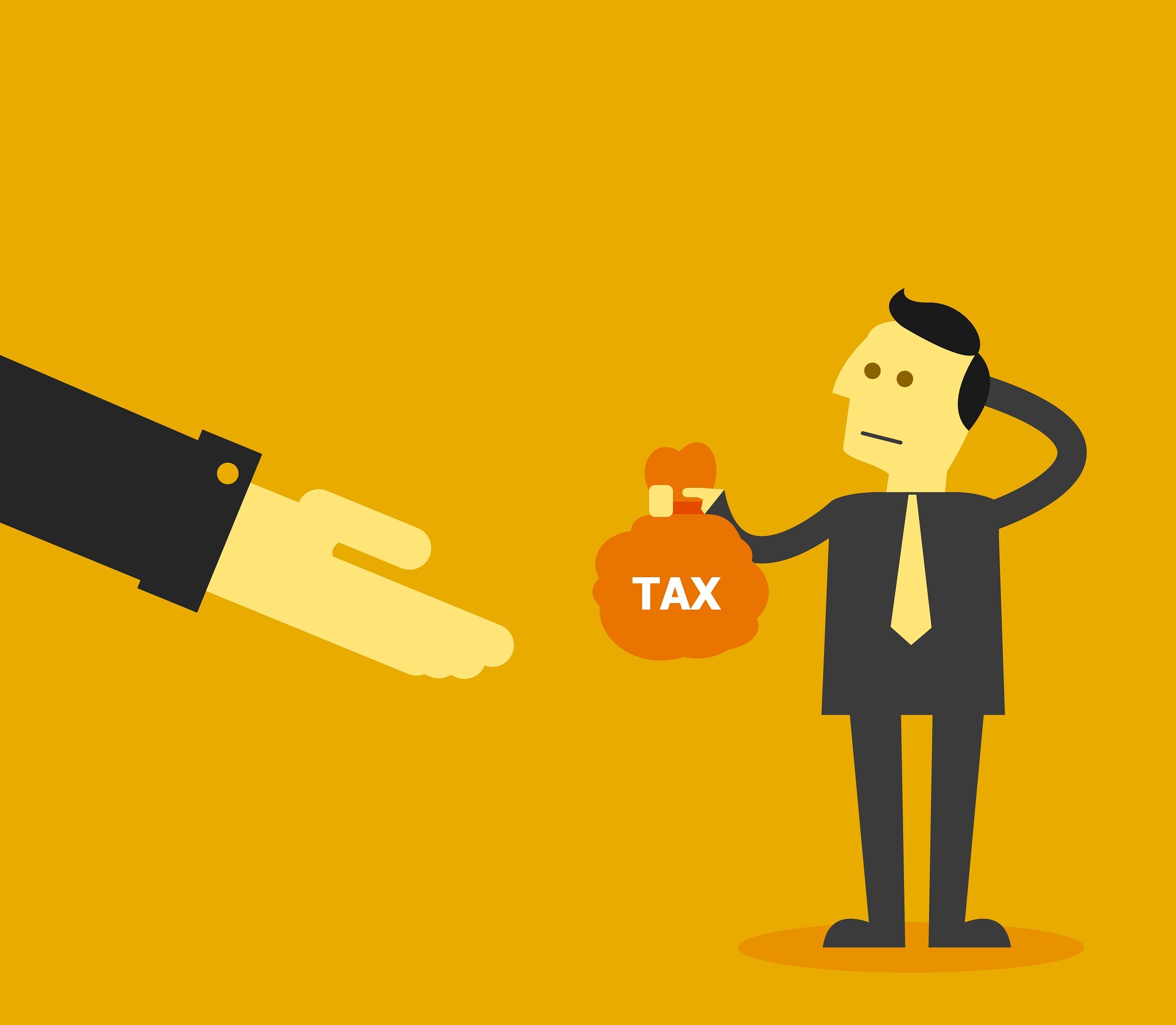 man handing over tax